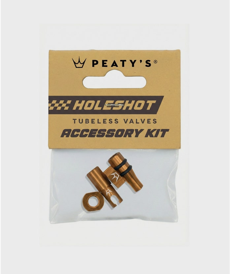 Peatys Holeshot Fast Flow Tubeless Valves Accessory Kit Bourbon