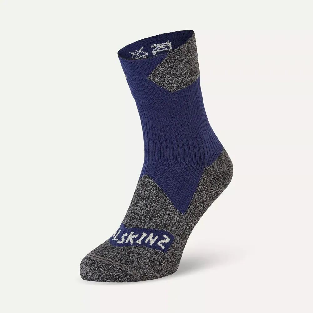 Image of SealSkinz Bircham Waterproof All Weather Ankle Length Sock Blue/Grey Marl