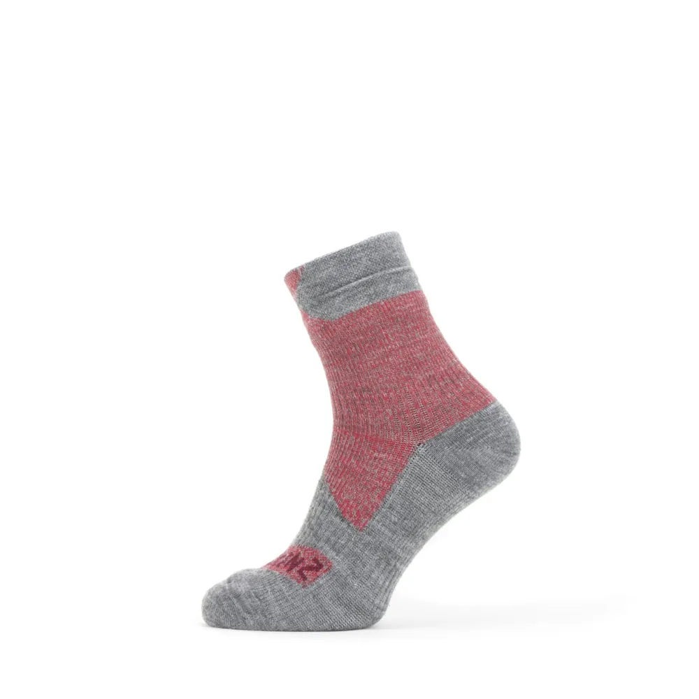 Image of SealSkinz Bircham Waterproof All Weather Ankle Length Sock Red/Grey Marl