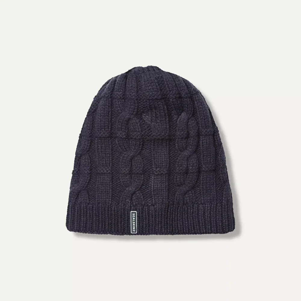 Image of SealSkinz Blakeney Waterproof Cold Weather Cable Knit Beanie Hat Navy