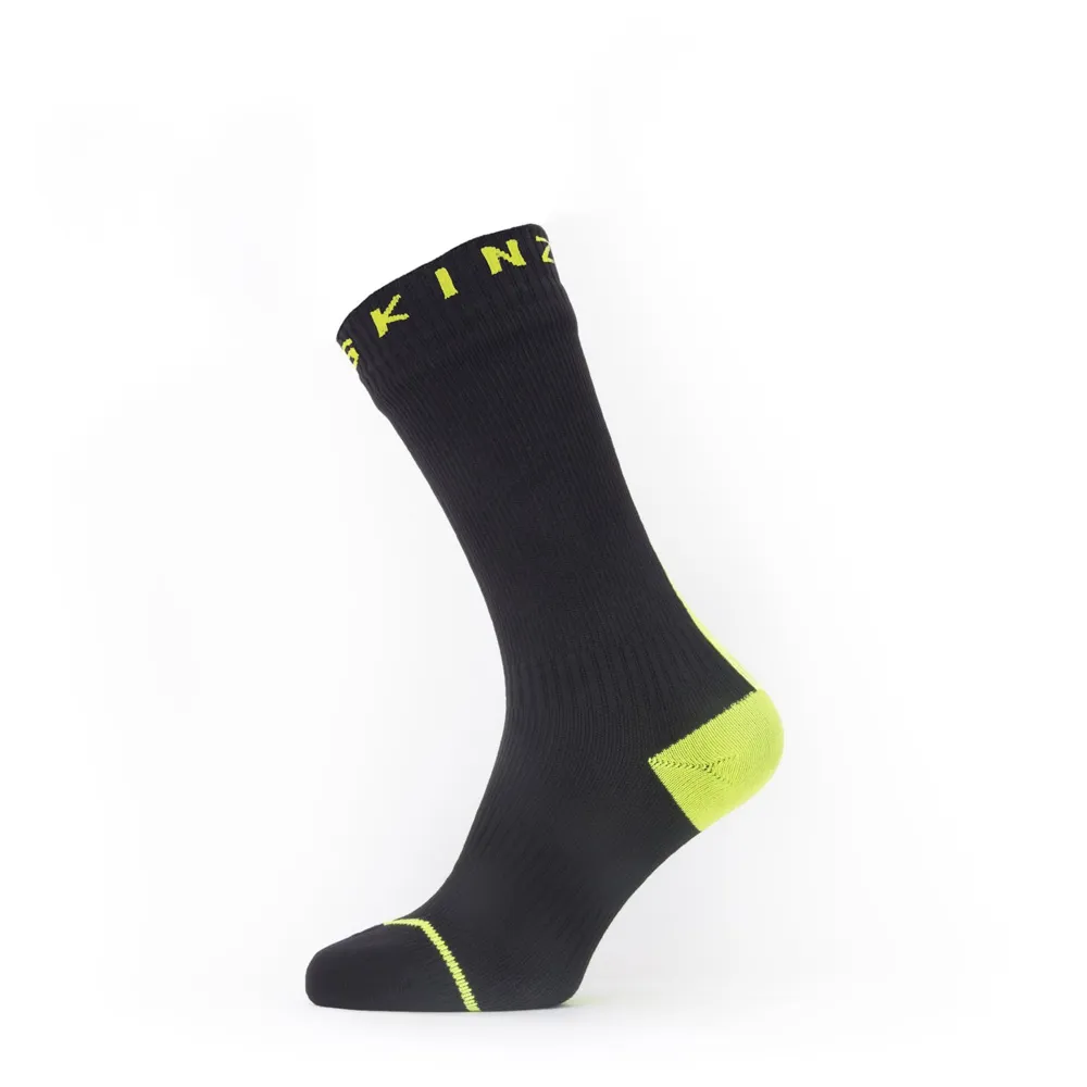 SealSkinz SealSkinz Briston Waterproof All Weather Mid Length Sock With Hydro Stop Black/Neon Yellow