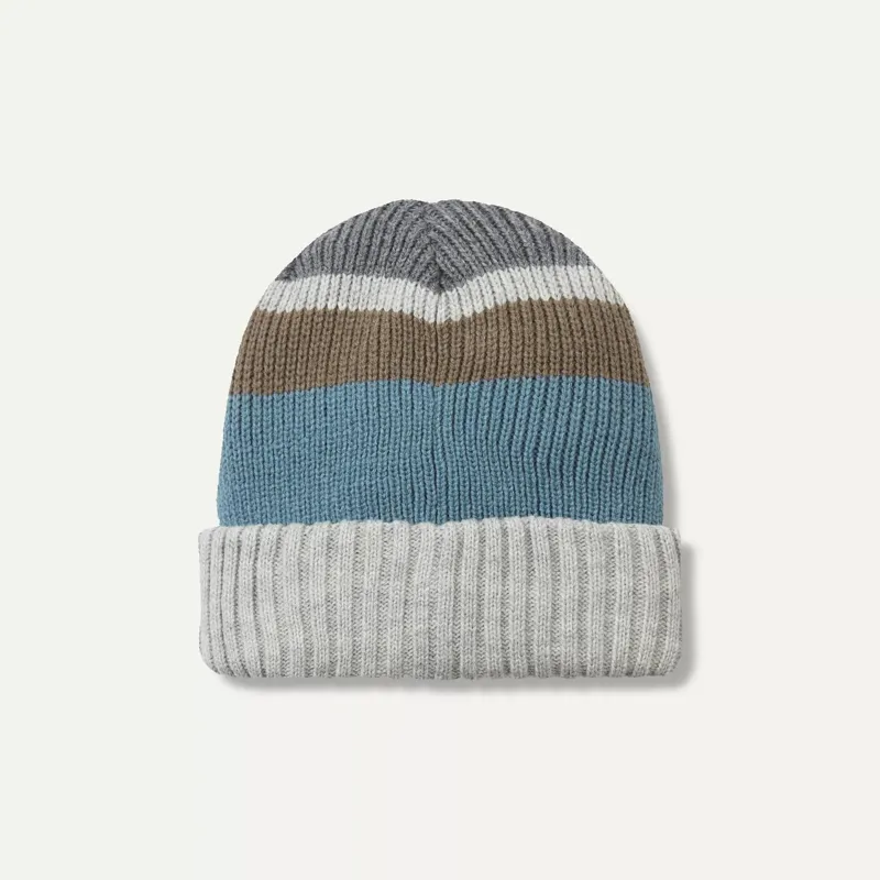 SealSkinz Cromer Waterproof Cold Weather Roll Cuff Striped Beanie Cream/Blue/Brown/Grey-1