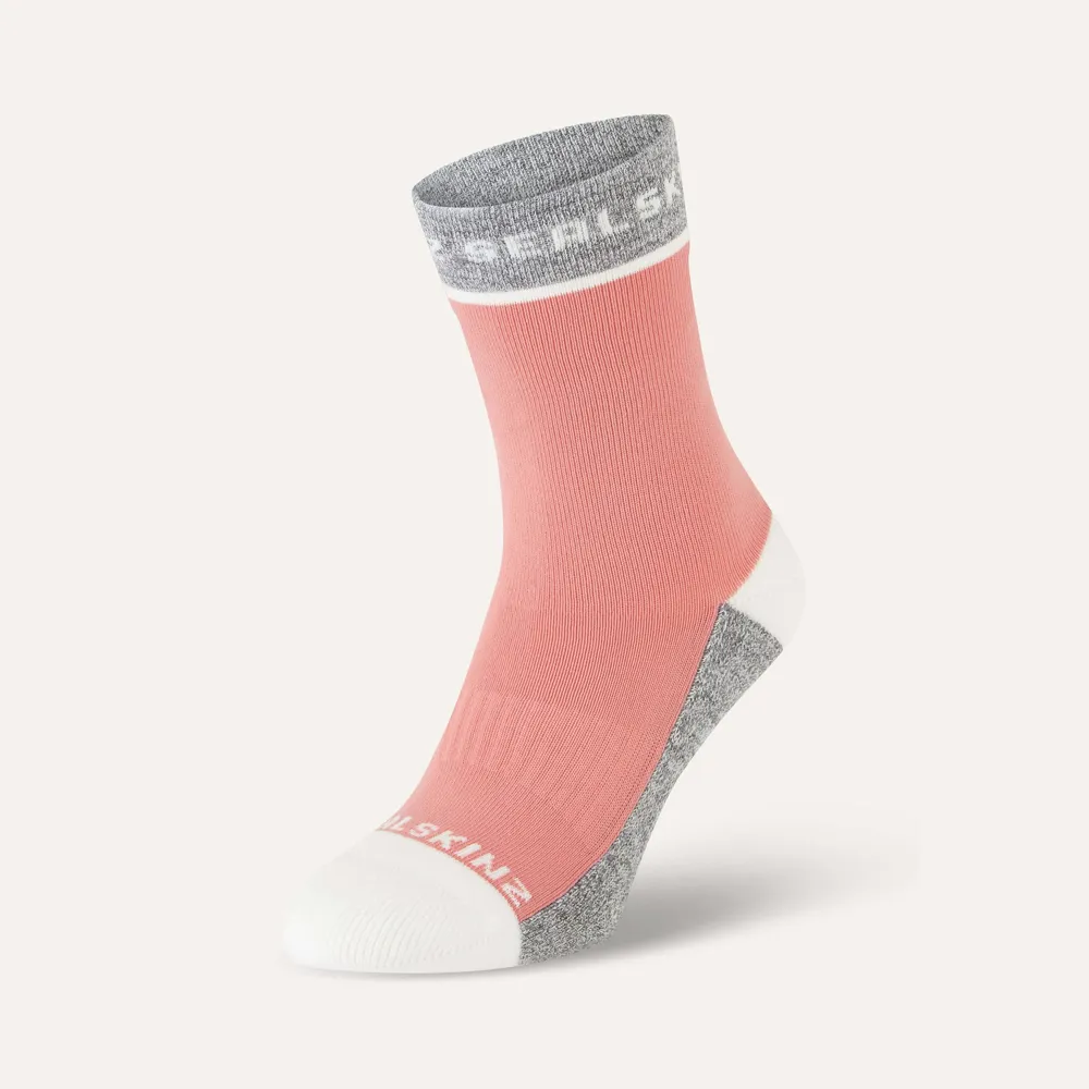 Image of SealSkinz Foxley Mid Length Active Sock Olive Pink Grey