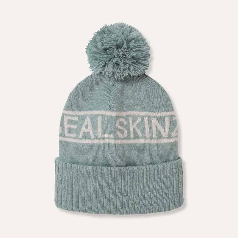 SealSkinz Heacham Waterproof Cold Weather Icon Bobble Hat Blue/Cream-1