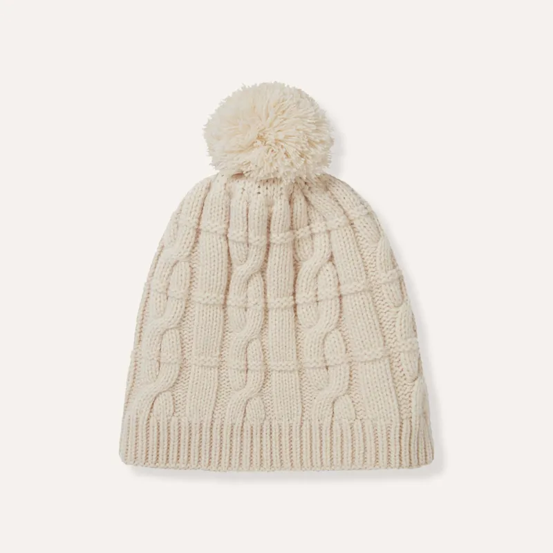 SealSkinz Hemsby Waterproof Cold Weather Cable Knit Bobble Hat Cream-1
