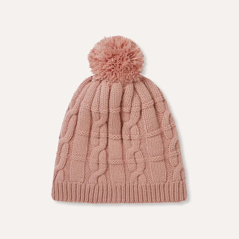 SealSkinz Hemsby Waterproof Cold Weather Cable Knit Bobble Hat Pink-1