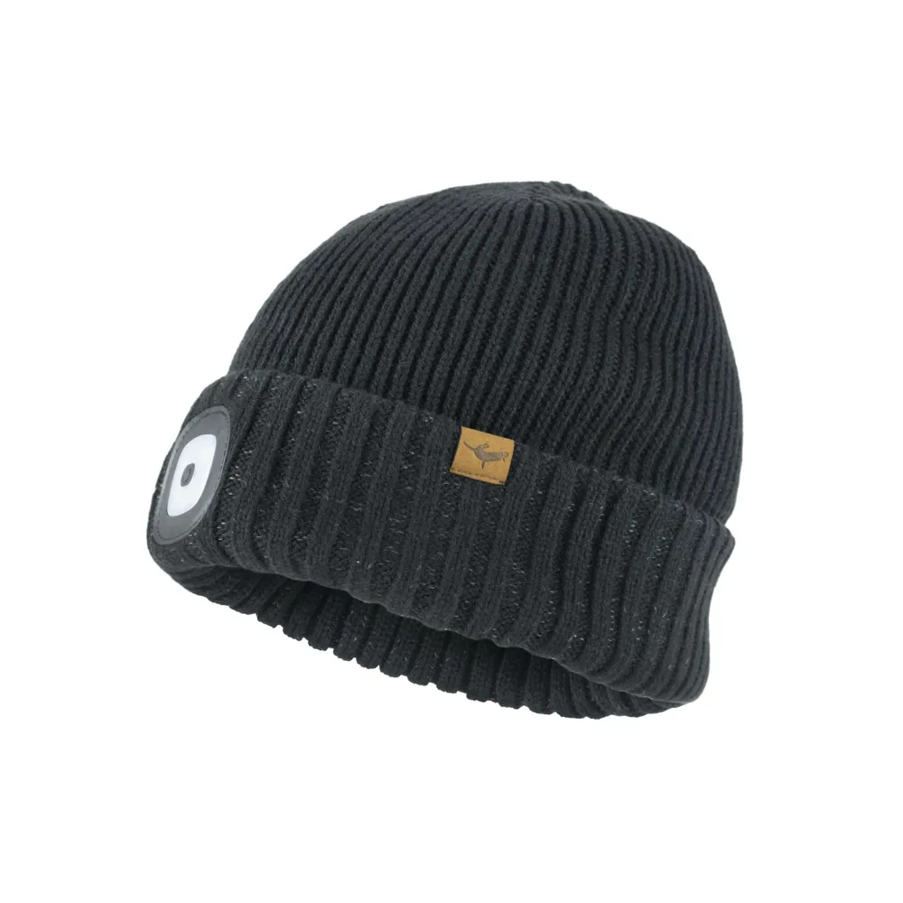 Image of SealSkinz Heydon Waterproof Cold Weather LED Roll Cuff Beanie Black