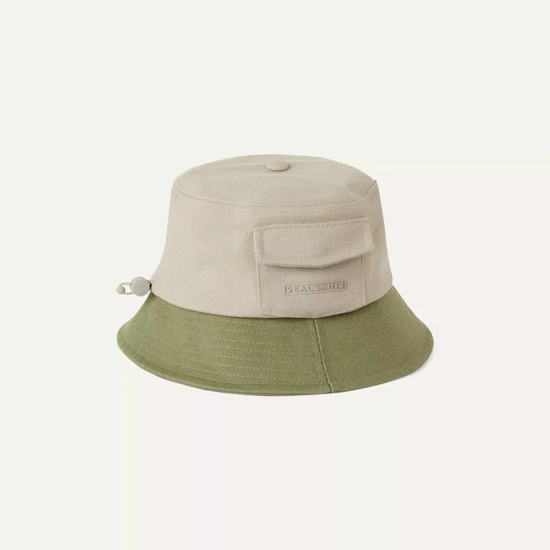 SealSkinz Lynford Waterproof Canvas Bucket Hat Cream/Mint-1