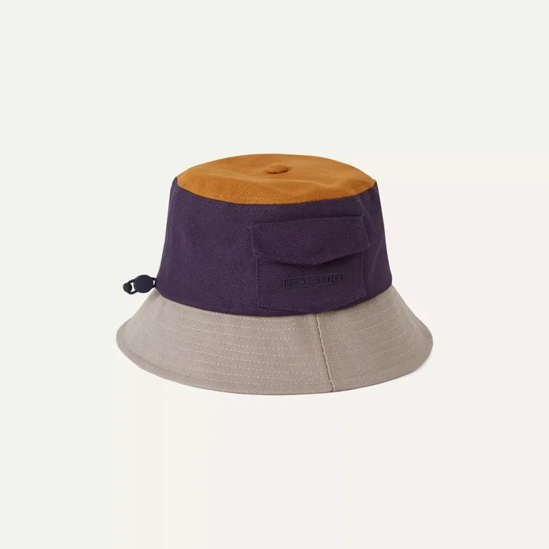 SealSkinz Lynford Waterproof Canvas Bucket Hat Navy/Yellow/Beige-1