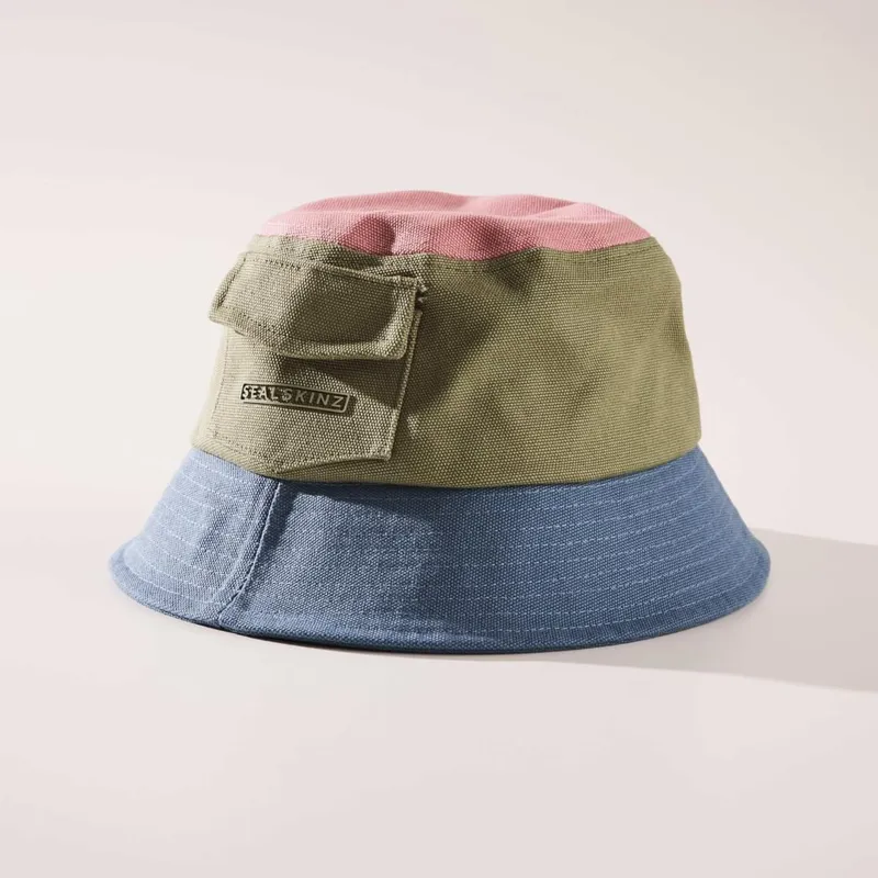 SealSkinz Lynford Waterproof Women's Canvas Bucket Hat Green/Pink/Blue-1