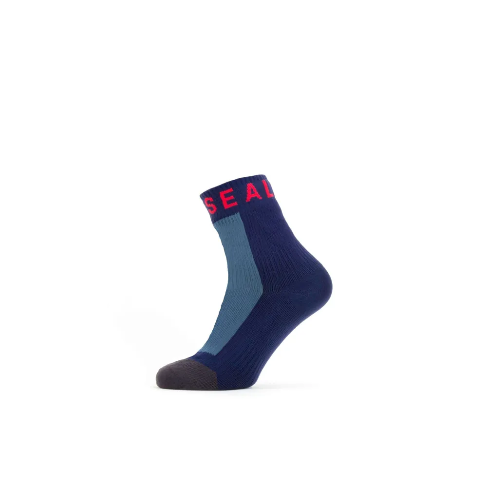 SealSkinz SealSkinz Mautby Waterproof Warm Weather Ankle Length Sock With Hydrostop Navy Blue/Grey/Red