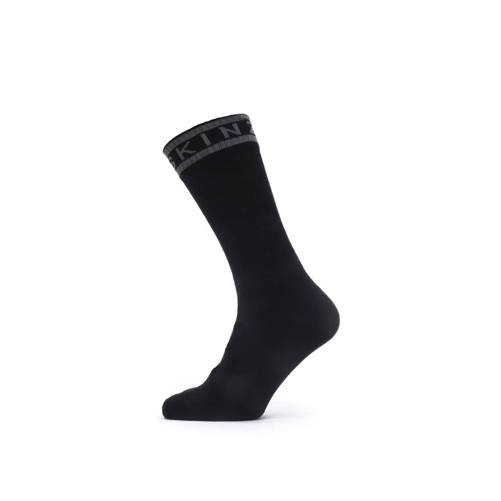 Image of SealSkinz Scoulton Waterproof Warm Weather Mid Length Sock With Hydrostop Black/Grey