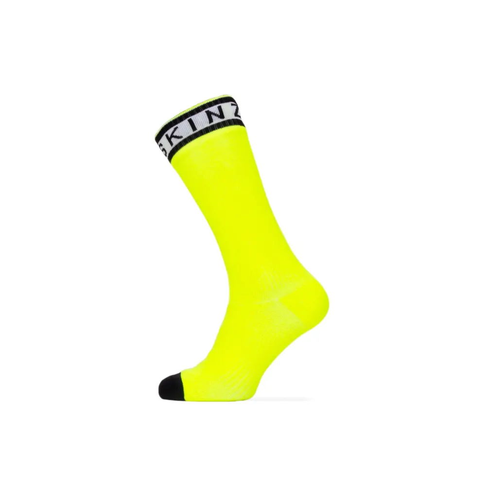 Image of SealSkinz Scoulton Waterproof Warm Weather Mid Length Sock With Hydrostop Neon Yellow/Black/White
