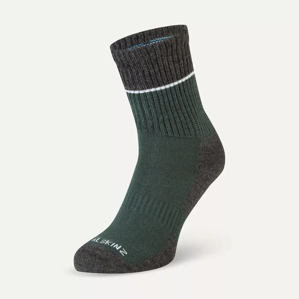 Image of SealSkinz Thurton Solo QuickDry Mid Length Sock Olive/Grey Marl
