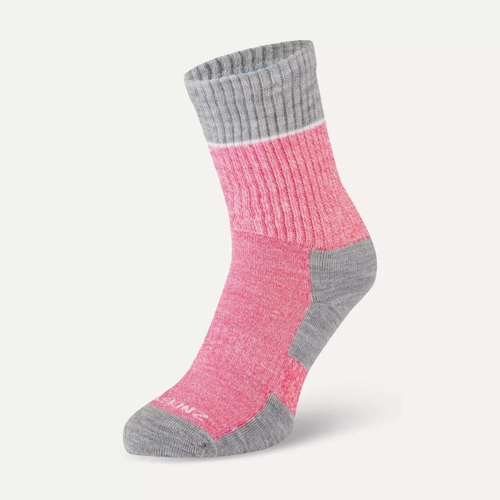 Image of SealSkinz Thurton Solo QuickDry Mid Length Sock Pink/Light Grey Marl