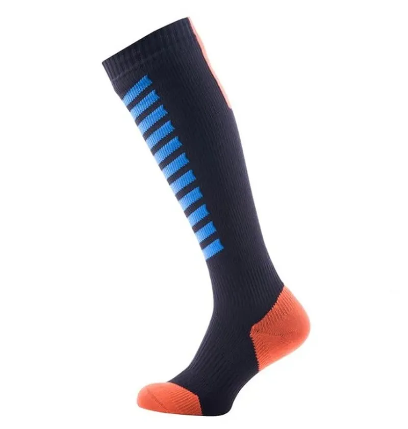 Sealskinz MTB Mid Knee Sock Black/Blue/Orange Medium