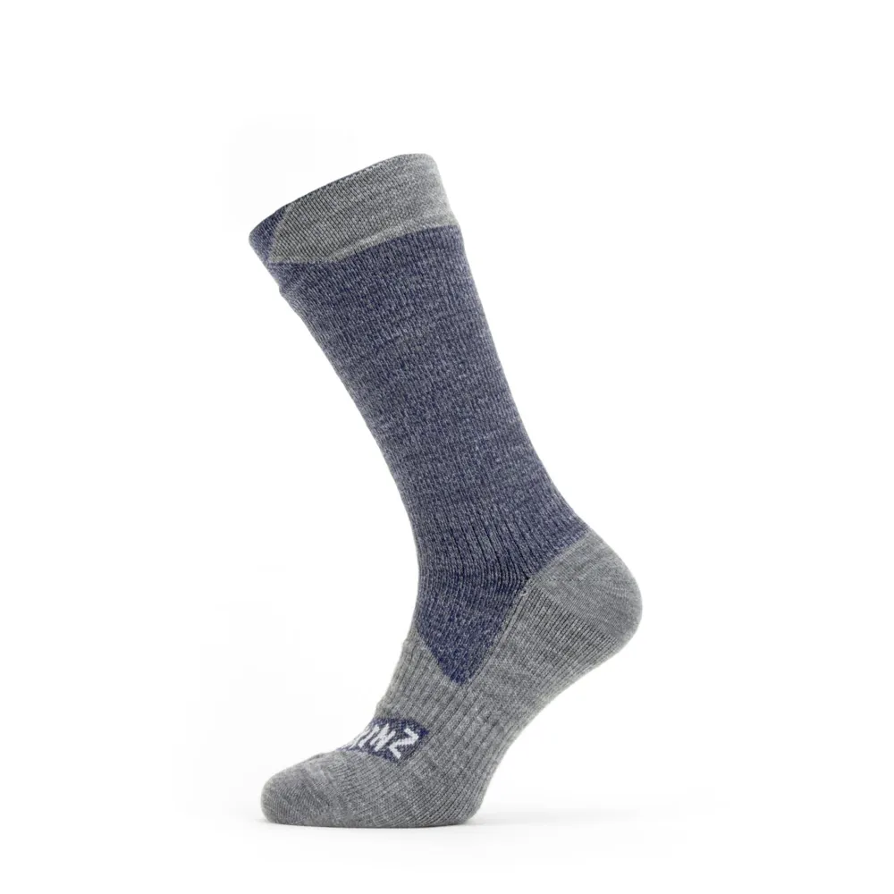 Image of SealSkinz Raynham Waterproof All Weather Mid Length Sock Navy Blue/Grey Marl
