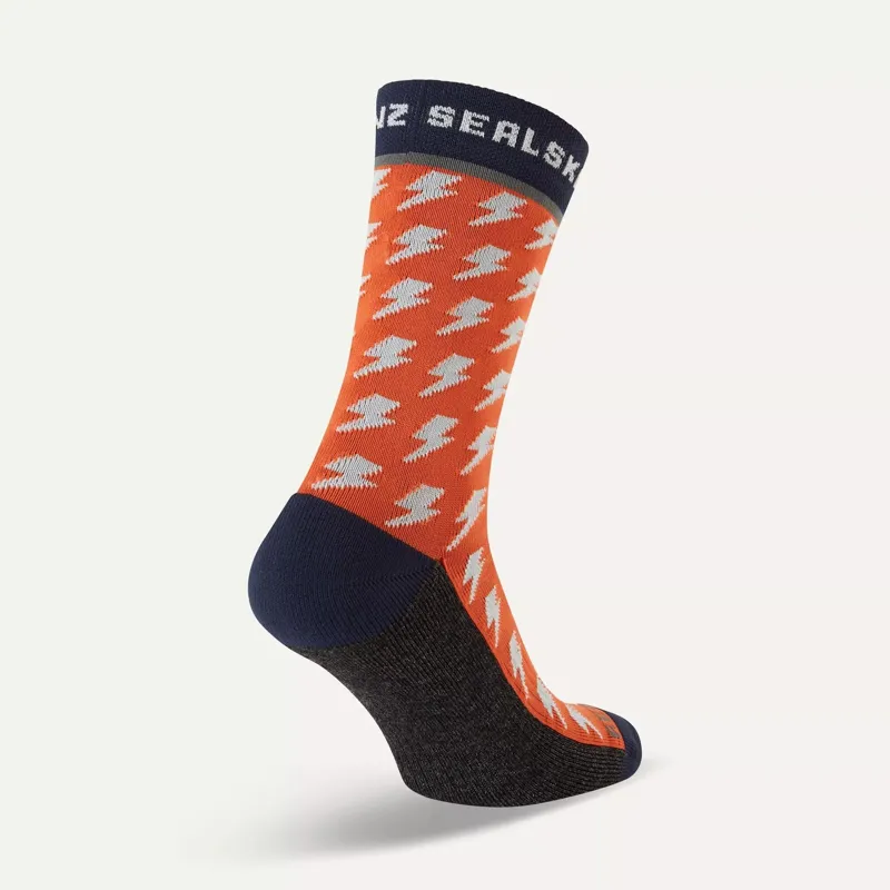SealSkinz Rudham Lightning Mid Length Meteorological Active Sock Orange/Cream-1