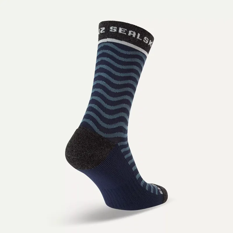 SealSkinz Rudham Wave Mid Length Meteorological Active Sock Navy/Cream-1