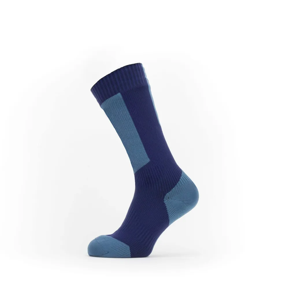 Image of SealSkinz Runton Waterproof Cold Weather Mid Length Sock With Hydrostop Navy Blue/Red