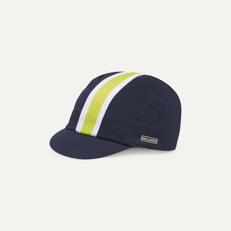 SealSkinz Syderstone Waterproof All Weather Stripe MTB Cycle Cap Navy/ Green