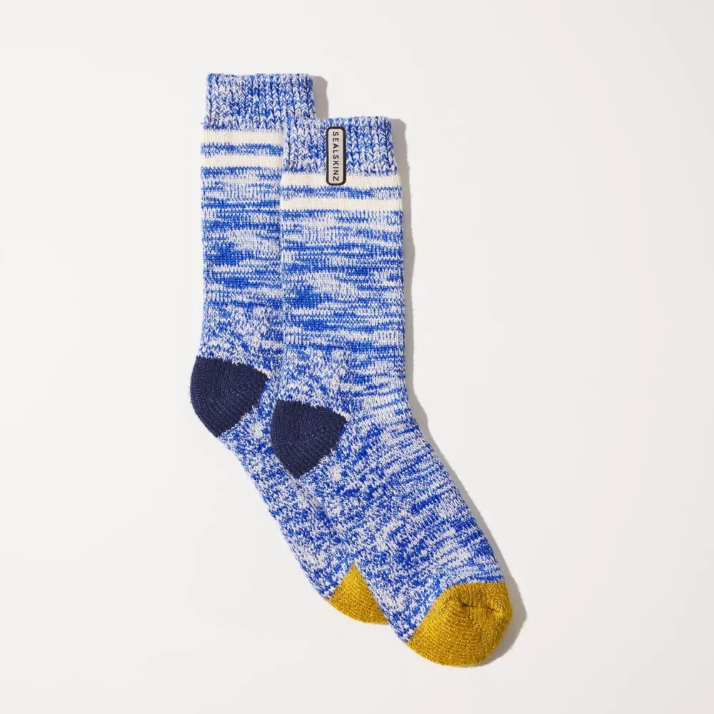 Image of Sealskinz Thwaite Bamboo Mid Length Twisted Sock Blue/yellow/Cream