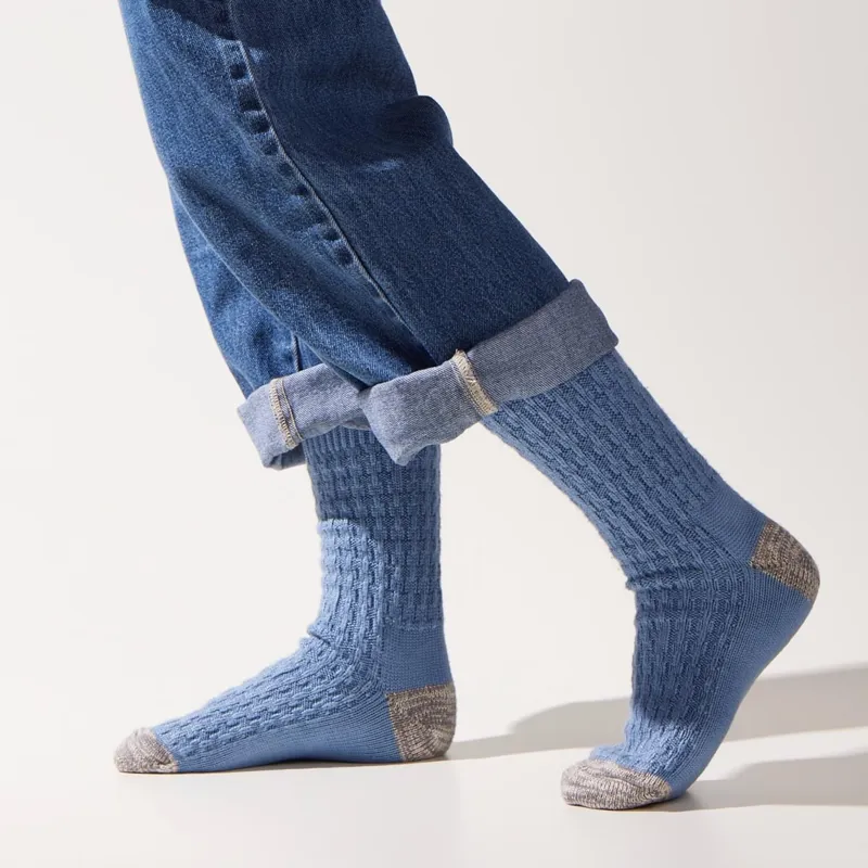 Sealskinz Wroxham Bamboo Mid Length Waffle Women's Sock Blue/Grey-1