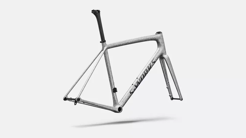 Specialized Aethos S-Works Road Bike Frameset 2026 Gloss Silver Blurred Impasto/Black Pearl-2