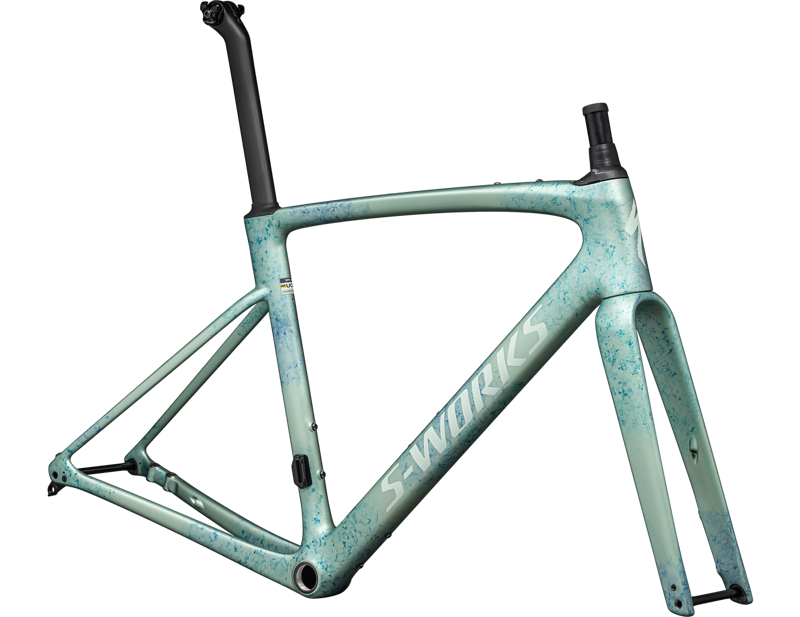 Specialized Roubaix S-Works Road Bike Frame Set 2024 Metallic White Sage/Ink/White Sage-1