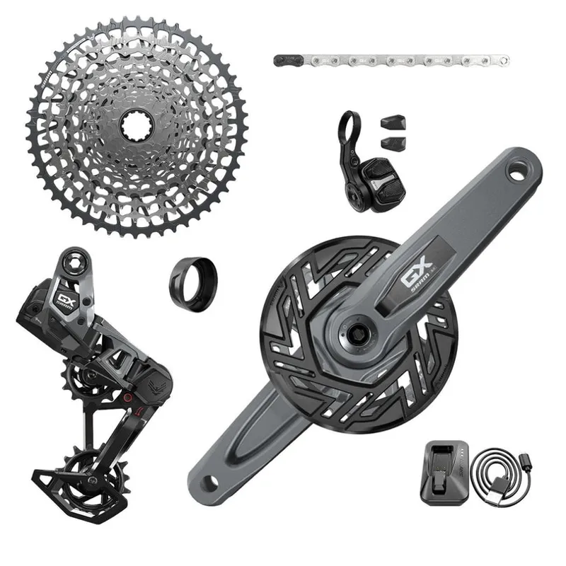Sram GX T-Type Eagle E-MTB Bosch Transmission AXS Groupset RD w/Battery/Charger/Cord/EC POD/FC GX Bosch ISIS 160 w/cap/CR T-Type 36T/Clip-on Guard/CN 126l/CS XS-1275 10-52T 160mm