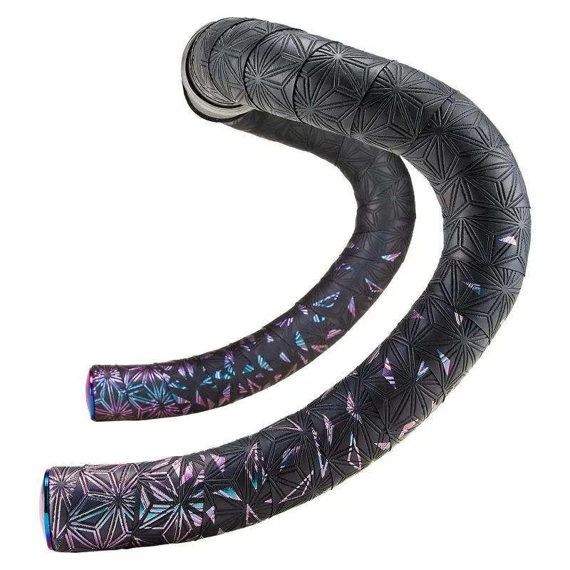 Supacaz Sticky Kush Star Fade Bar Tape Oil Slick + Oil Slick Plugs -2