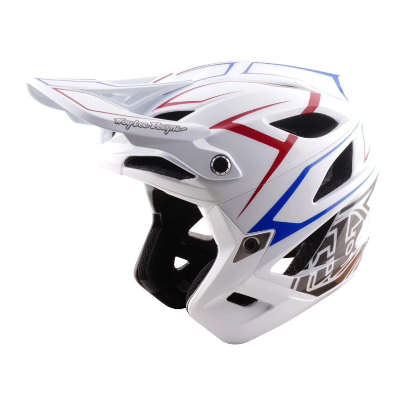 Troy Lee Designs Stage Stunt Full Face MIPS MTB Helmet Pinstripe White