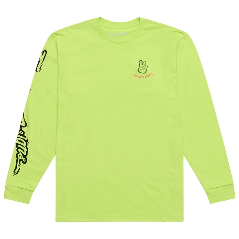 Troy Lee Designs Peace Out LS Tee Shirt Glo Yellow