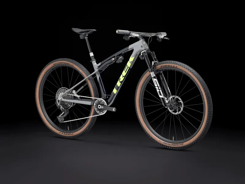 Trek Supercaliber SLR 9.9 Flight Attendant Mountain Bike 2025 Navy Carbon Smoke Blue/Slate Grey/Glowstick Green-1