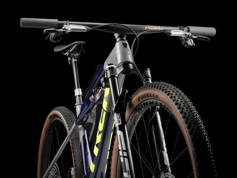 Trek Supercaliber SLR 9.9 Flight Attendant Mountain Bike 2025 Navy Carbon Smoke Blue/Slate Grey/Glowstick Green-3