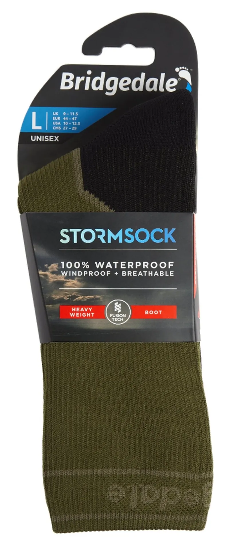 Bridgedale StormSock HeavyWeight Waterproof Boot Socks Olive-3
