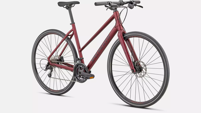 Specialized Sirrus 3.0 Step Through Hybrid Bike 2024 Satin Maroon/Gloss Maroon/Satin Black Reflective-1