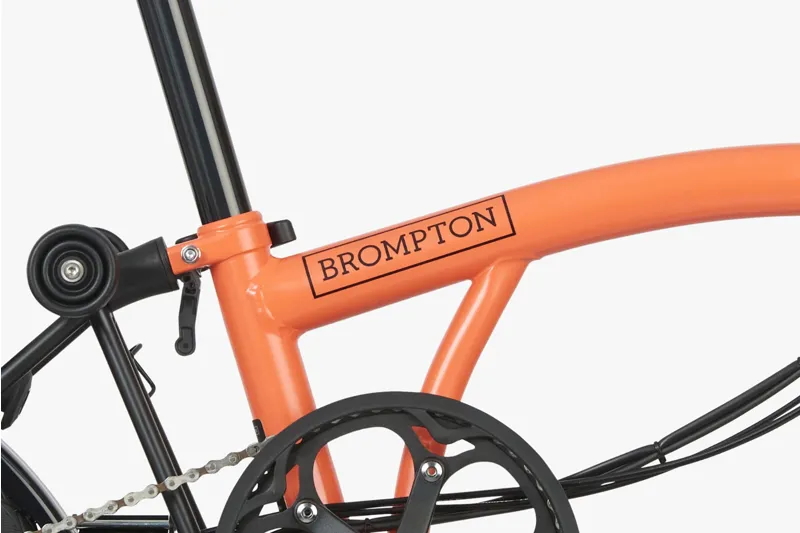 Brompton Electric C-Line Mid Bar Folding Bike Cloud 2023 Fire Coral-4