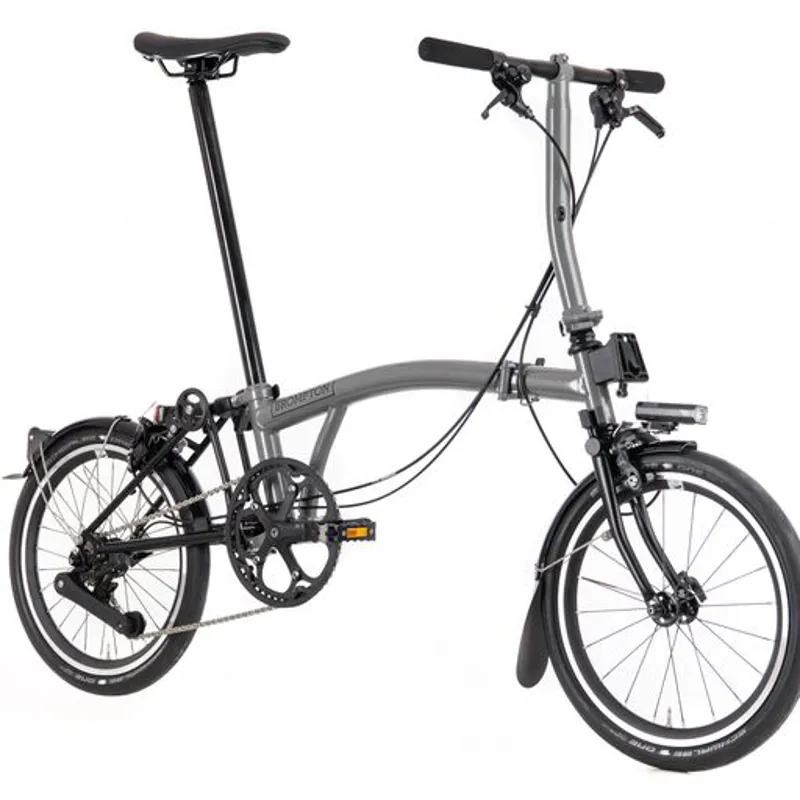 Brompton P-Line Urban Low Bar Folding Bike With Lights 2022 Storm grey-1