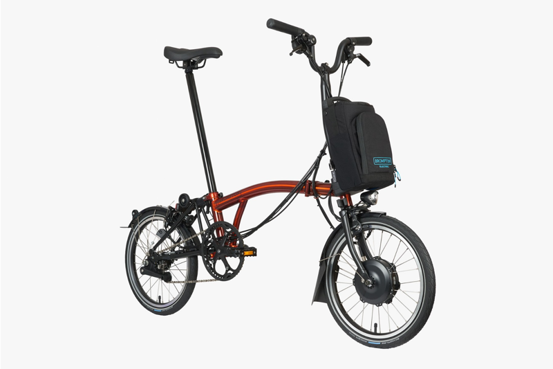 Brompton Electric C-Line Mid Bar Folding Bike 2023 Flame Laquer-1