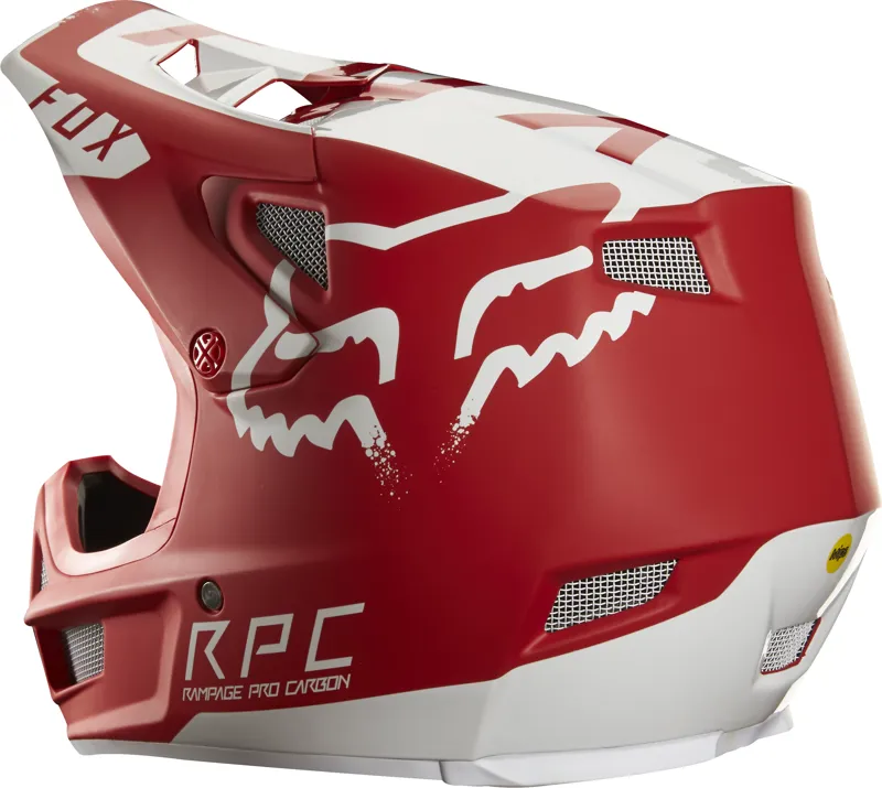 Fox Rampage Pro Carbon Moth Full Face Helmet Red/White-2