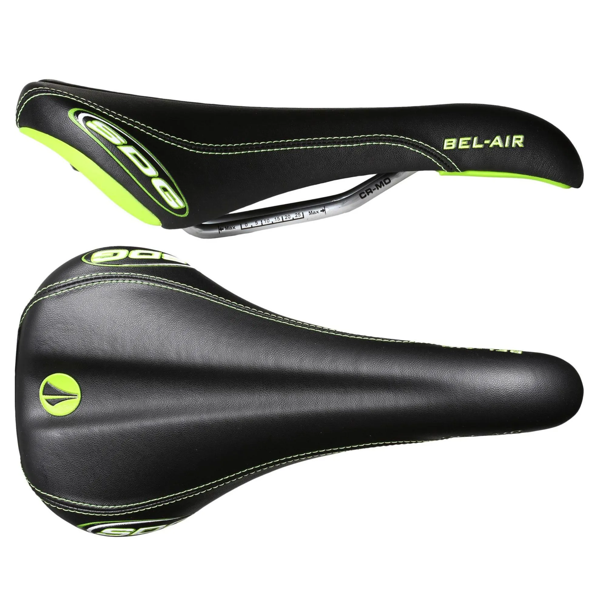 Fabric Scoop Elite Shallow Bike Saddle - Cro-Mo Rails For Road & MTB (Black/Green)
