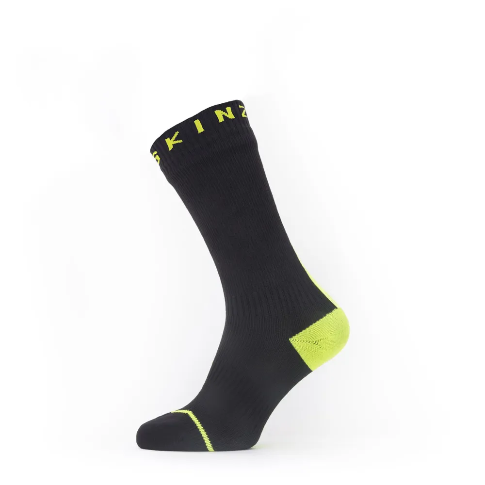 Image of SealSkinz Waterproof All Weather Mid Length Sock with Hydrostop Black/Yellow