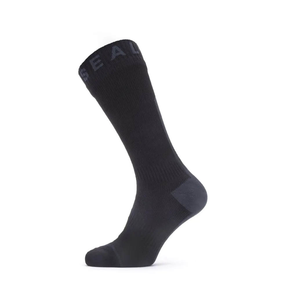 Image of SealSkinz Waterproof All Weather Mid Length Sock with Hydrostop Black/Grey