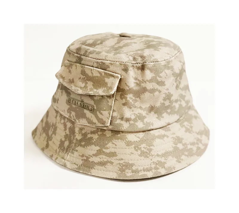 SealSkinz Lynford Waterproof Skinz Print Canvas Bucket Hat Beige-1