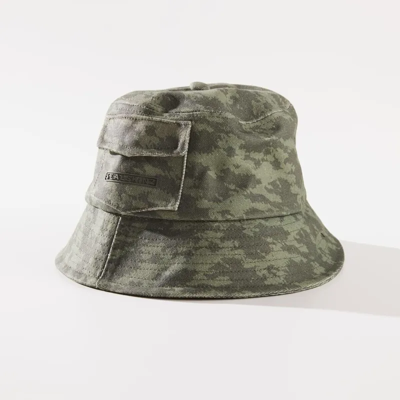 SealSkinz Lynford Waterproof Skinz Print Canvas Bucket Hat Olive-1