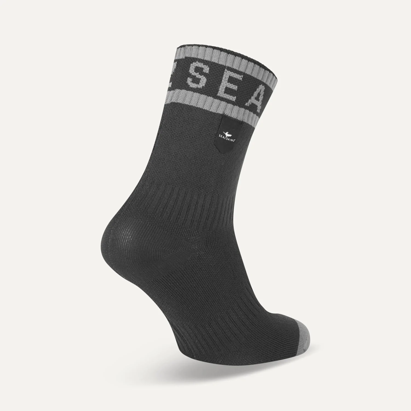SealSkinz Mautby Waterproof Warm Weather Ankle Length Sock with Hydrostop Black/Grey-1