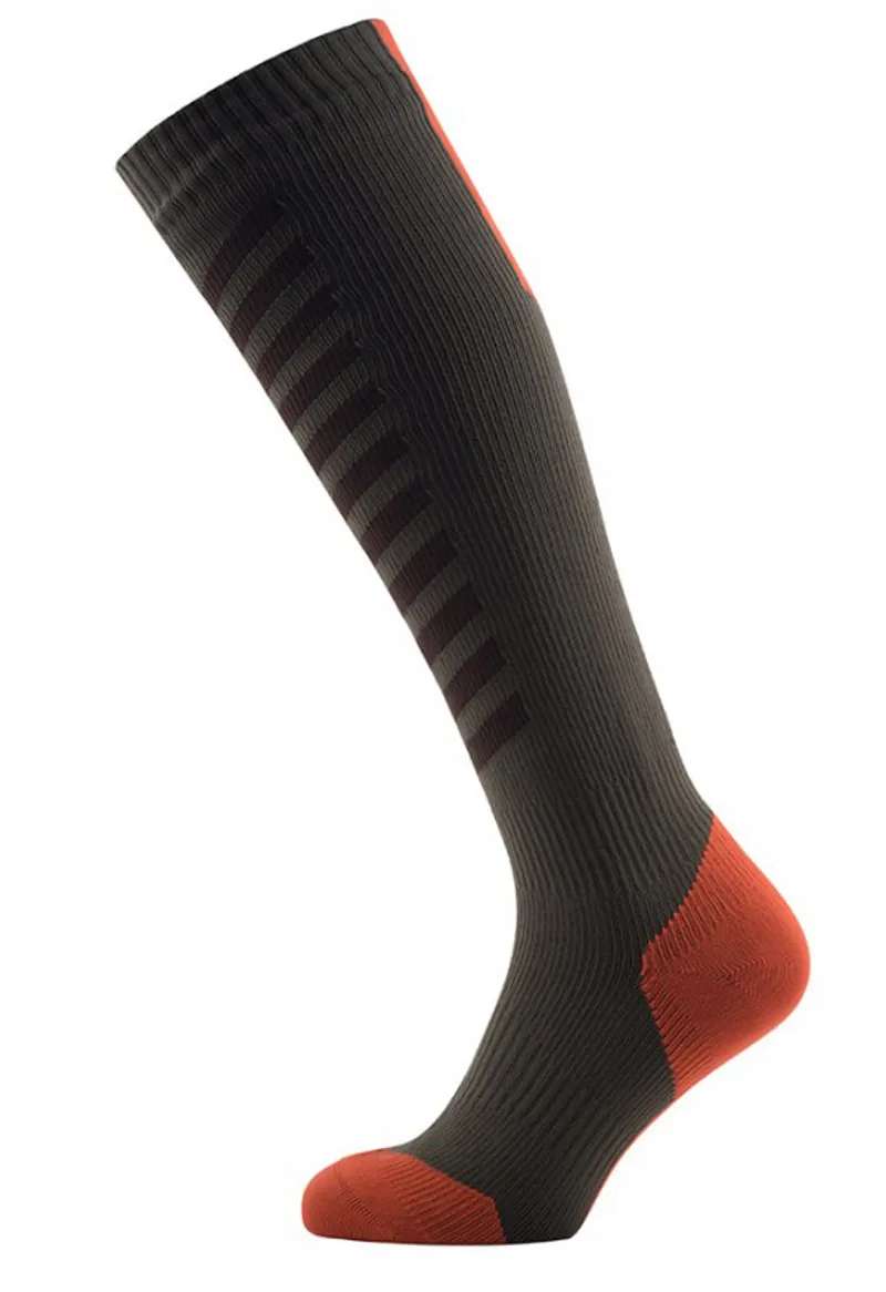 SealSkinz MTB Mid Knee Socks Olive/Brown/Orange