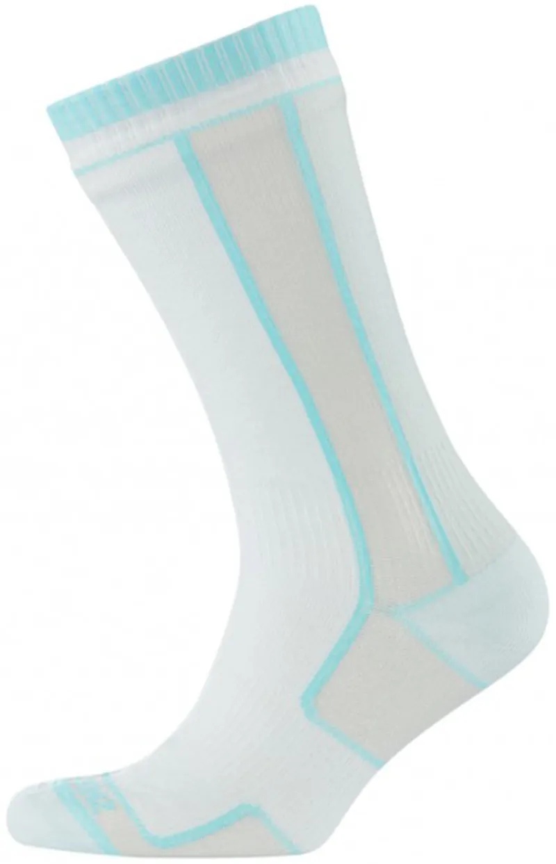 SealSkinz Thin Mid Length Womens Socks White/Aqua