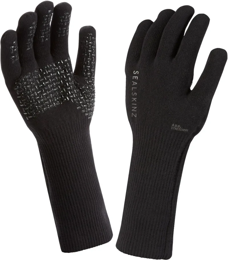 SealSkinz Ultra Grip Gauntlet Gloves Black/Silver